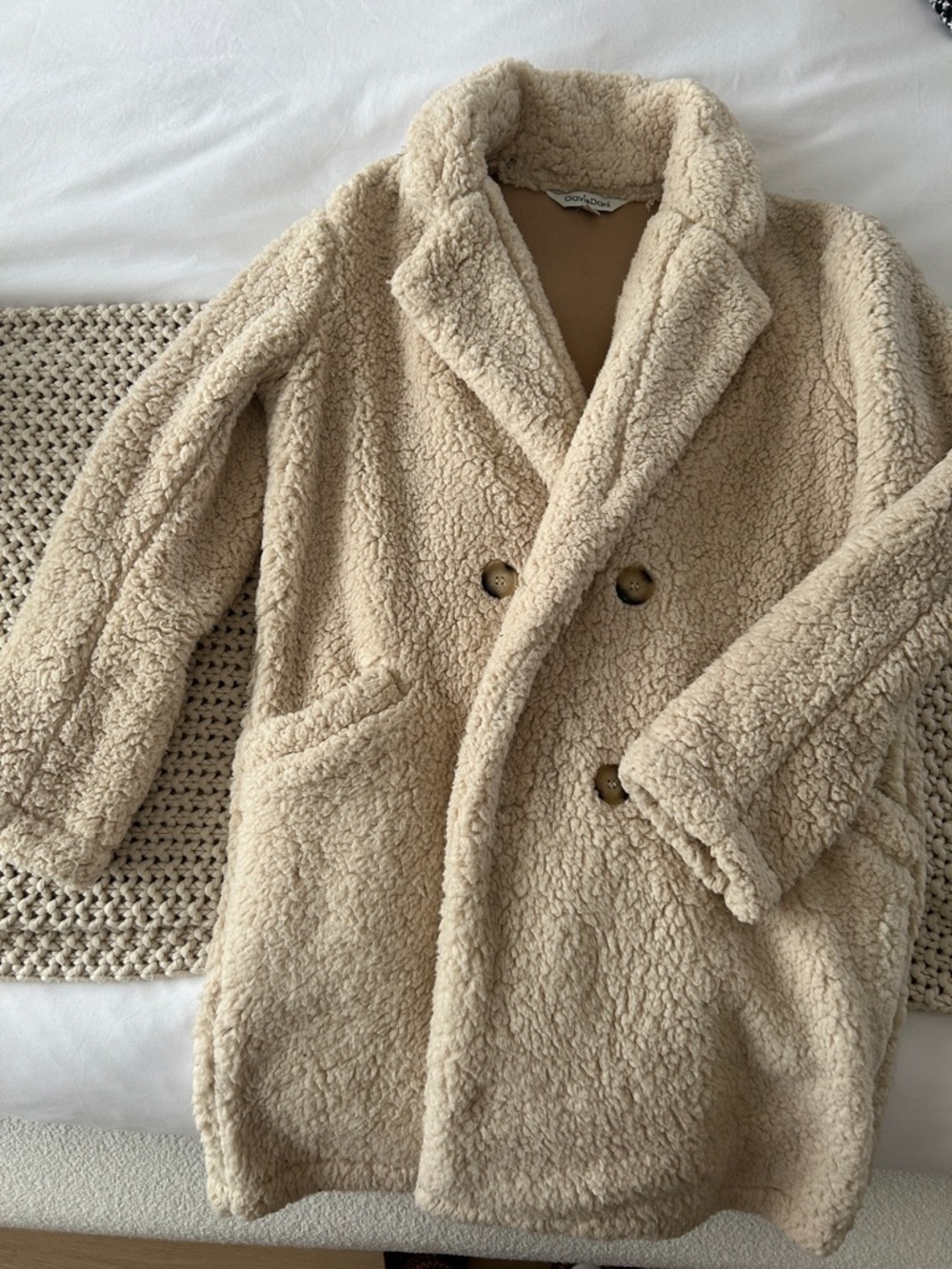 Cozy Teddy Peacoat in Cream